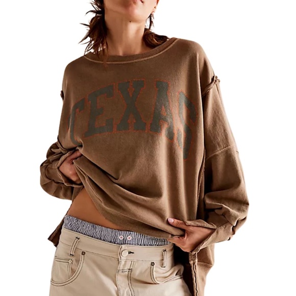 Free People Tops - Free People Graphic Texas Camden Pullover